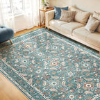 WITSHOCK Living Room Area Rugs 8x10: Soft Non-Slip Backing Washable Rugs Vintage Large Carpet for Bedroom Office Dining Room Kitchen Stain Resistant Home Decor Rug