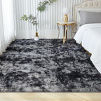 Andency Soft Area Rugs for Living Room Bedroom, 5x8 Fluffy Shaggy Bedside Rug, Non-Slip Large Shag Fuzzy Plush Carpets for Bedroom Kids Dorm Nursery Home Decor Aesthetic, Tie-Dyed Dark Grey