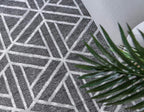 Rugs.com Lattice Trellis Collection Rug – 3 Ft Round Gray Low-Pile Rug Perfect for Kitchens, Dining Rooms