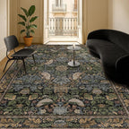 Botanical Brown Rug for Living Room - Washable 10x12 Area Rug for Dining Room Under Table, Extra Large Bedroom - Boho Bird Farmhouse Decor, Soft Low PileNon-Slip & Stain Resistance