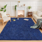 Andency Navy Soft Area Rugs for Living Room Bedroom, 3x5 Non-Slip Fluffy Shag Carpet, Indoor Floor Fuzzy Shaggy Living Room Plush Rug for Kids Dorm Nursery Home Decor Aesthetic