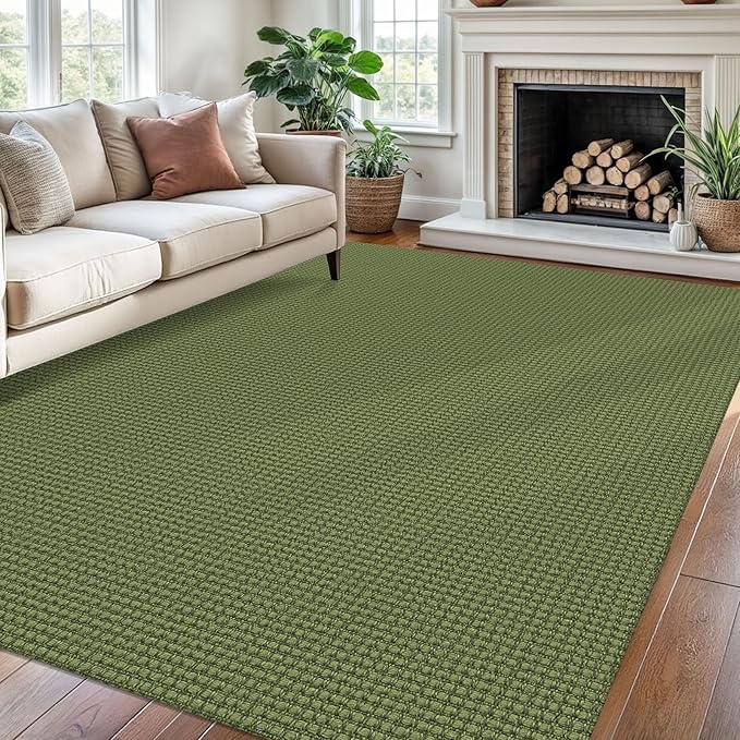 Braided Area Rug 6x9 Ft Washable Rugs for Living Room Non Slip Bedroom Rugs Boho Dining Room Rug Cotton Living Room Woven Floor Carpet for Nursery Playroom, Green