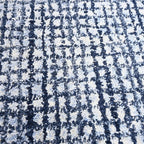 Hand-Tufted 100% Wool Pile Area Rug – Geometric Textured Grid Check Pattern – Thick and Durable Floor Carpet for Bedroom, Living Room, Kids Room, and Dining Area (Navy Blue, 5' Round)