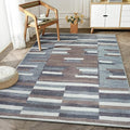 Bloom Rugs Washable Non-Slip 6' x 9' Rug - Blue/Brown Striped Area Rug for Living Room, Bedroom, Dining Room, and Kitchen - Exact Size: 6' x 9'