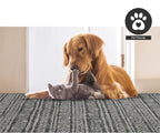 FH Home Outdoor Rug - Waterproof Easy to Clean Stain Resistant - Patio Indoor Outdoor Porch Deck Balcony Entryway - Striped Boho - Amman - Charcoal - 6' x 9'