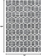 Rugs.com Lattice Trellis Collection Rug – 6' x 9' Gray Low-Pile Rug Perfect for Living Rooms, Large Dining Rooms, Open Floorplans