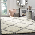 SAFAVIEH Dallas Shag Collection Accent Rug - 3' x 5', Ivory & Grey, Trellis Design, Non-Shedding & Easy Care, 1.5-inch Thick Ideal for High Traffic Areas in Entryway, Living Room, Bedroom (SGD257F)