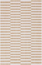 Unique Loom Outdoor Striped Collection Area Rug - Striped (5' 1" x 8' Rectangle, Taupe/Ivory)