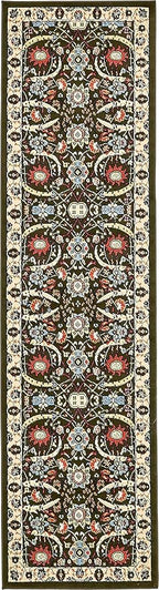 Unique Loom Espahan Collection Area Rug - Cape Cod (2' 7" x 10' Runner, Green/ Black)