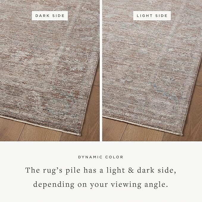 Loloi Magnolia Home by Joanna Gaines Millie Collection MIE-04 Brick/Fog 5'-3" x 5'-3", .25" Pile Height, Round Area Rug