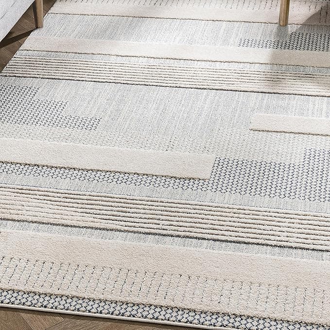 Well Woven Harlow Collection Briar Light Blue - Modern Tribal Minimalist Geometric 6x9 Area Rug - Ideal for Living Room, Dining Room & Bedroom - Durable, Stain Resistant & Easy to Clean
