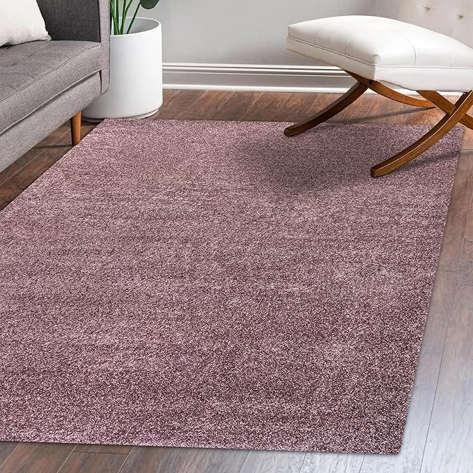 Eyely UES100R-4 Supersoft Haze Solid Low-Pile Indoor Area Rug Casual;Contemporary;Solid;Traditional, Bedroom, Kitchen, Living Room, Easy-Cleaning, Non-Shedding, 4 X 6, Light Purple