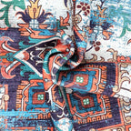 GLN Rugs Traditional Collection - Machine Washable Area Rug, Traditional Washable, Non Slip, Low Pile Chenille Rug, Living Room, Bedroom, Kitchen Rug (6' x 9' Blue/Multicolor)