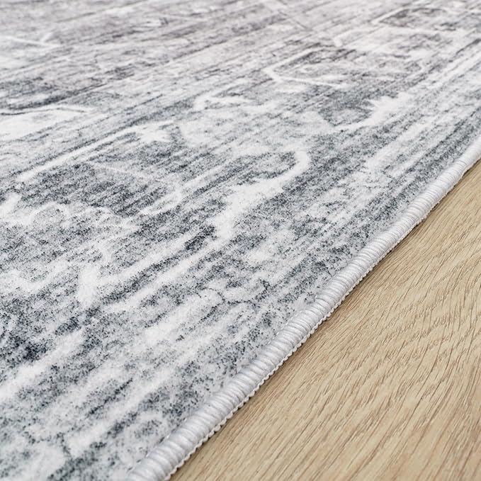 Paco Home Area Rug Modern Oriental Design in Vintage Look in Grey, Size: 2'8" x 4'11"