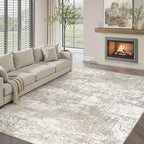 Modern Abstract Beige Gray Area Rug 4x6 Entryway Machine Washable Office Carpet Kitchen Door Mat Indoor Accent Throw Low Pile Non Slip Distressed Living Dining Laundry Room Bedroom