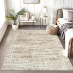 3x5 Rug, Small Area for Kitchen, Entryway, Machine Washable Non-Slip Throw Rug, Vintage Carpet for Nursery Coffee Table Brown