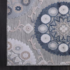 CAMILSON Indoor Outdoor Rug 8x10 Bohemian Medallion Floral Area Rugs for Indoor and Outdoor Patios Easy-Cleaning Non-Shedding Living Room Garden and Kitchen Washable Outside Carpet (8 x 10 / Blue)