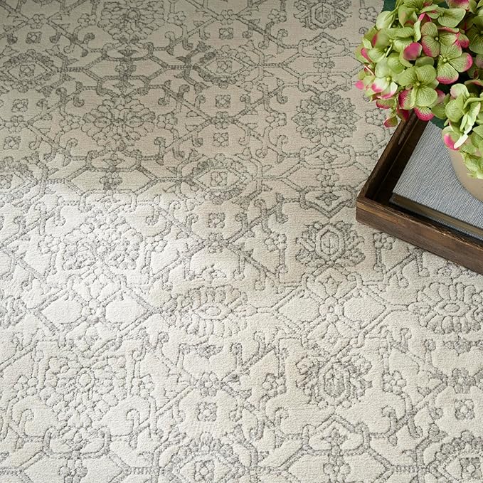 Nourison Home Grace Grey 7'10" x 9'10" Area Rug - Easy Clean, Non Shedding, Bed Room, Living Room, Dining Room, Kitchen (8' x 10')