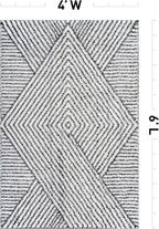 Rugshop Geometric Diamond Stripe Shag Area Rug White 4' x 6' Ideal for Small Living Rooms, Offices, or Beside The Bed