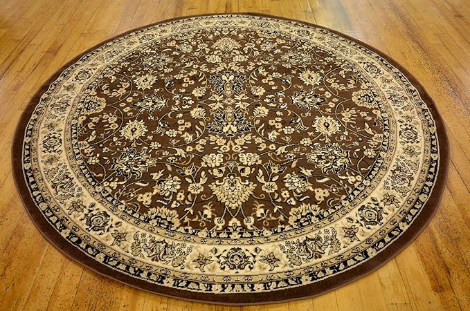 Unique Loom Sialk Hill Collection Area Rug - Washington (7' 10" Round Brown/Black)