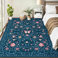 GarveeHome 3x5 Small Area Rug for Bedroom Floral Washable Rugs Non Slip Stain Resistant Living Room Throw Carpet Low Pile Dining Room Blue Area Rug Butterfly Bow Rugs for Nursery Home Decor, 3x5