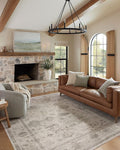 Loloi Magnolia Home by Joanna Gaines Millie Collection MIE-01 Silver/Dove 5'-3" x 7'-6", .25" Pile Height, Area Rug
