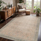 9x12 Area Rug Machine Washable Boho Rug for Living Room,Ultra-Thin Low Pile Carpet,Lightweight Indoor Printed Rug,Non Slip Floral Area Rug for Bedroom, Dining Room, Home Office,Light Beige