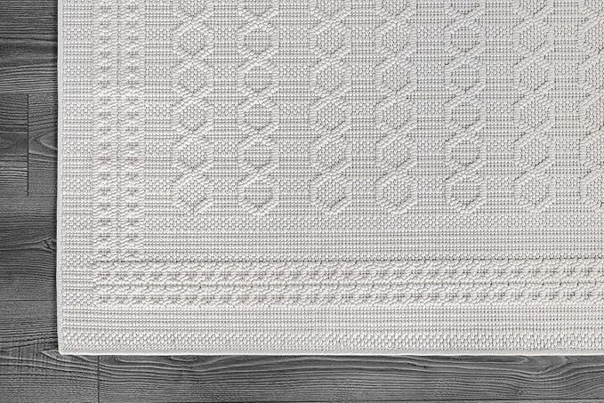 Micro Loop Indoor Rug White 8x10 Boho Geometric Neutral Area Rugs for Living Room Soft Luxury Modern Low and High Pile Durable Stain Resistant Non-Shedding Indoor Area Carpet 8 x 10