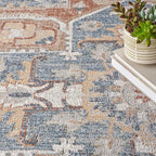 Nourison Home Astra Machine Washable Traditional Denim Multi 7'10" x 10' Area Rug, Easy Clean, Non Shedding, Bed Room, Living Room, Dining Room, Kitchen (8x10)