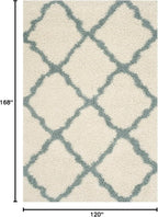 SAFAVIEH Dallas Shag Collection Area Rug - 10' x 14', Ivory & Light Blue, Trellis Design, Non-Shedding & Easy Care, 1.5-inch Thick Ideal for High Traffic Areas in Living Room, Bedroom (SGD257J)