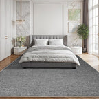 LBRO2M Easy Jute Solid Area Rug 8X10 Washable Rugs for Living Room Bedroom Natural Jute Indoor Outdoor Carpet Durable, Solid Non Shedding Eco Friendly (8X10 Black Gray)