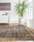 Loloi Layla Collection LAY-09 Cobalt Blue/Spice 5'-0" x 7'-6" .13" Thick Area Rug, Soft, Durable, Vintage Inspired, Distressed, Low Pile, Non-Shedding, Easy Clean, Printed, Living Room Rug