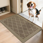 COSY HOMEER Non-Slip Door Mat 24"x36", Entryway Rugs Low Profile Absorbent Dirt Trapper Doormat for Front Entrance, Washable Polypropylene Entry Mat (Beige)