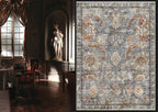 RUGSURE Washable Area Rugs - Perfect for Living Room, Bedroom, Kids Room, Nursery - Stain & Water Resistant Non-Slip, Pet & Child Friendly, Vintage Tribal Area Rugs (Turmeric and Grey, 5' x 7')