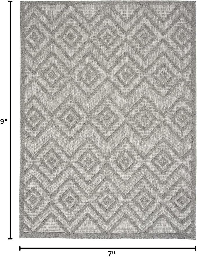 Nourison Home Versatile Silver Grey 5' x 7' Area Rug - Easy Clean, Non Shedding, Bed Room, Living Room, Dining Room, Kitchen (5' x 7')