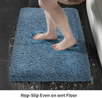 Blue Bathroom Rug 24x36 Non Slip Fluffy Bath Mat for Bathroom Floor Washable Plush Luxury Bath Rug for Tub Soft Shaggy Absorbent Shower Sink Mat