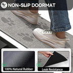 Door Mat Indoor Entrance 17"x30", 0.16" Thin Paw Print Low Pile Doormat, Non Slip Welcome Mat, Trap Dirt and Moisture, Easy Clean, Gray