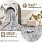 9x12 Area Rug Living Room Rugs - Washable Neutral Modern Abstract Soft Thin Rug Indoor Floor No Slip Rug Carpet for Bedroom Under Dining Table Home Office Decor - Light Gray