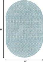 Unique Loom Outdoor Trellis Collection Area Rug - Tribal Trellis (5' 3" x 8' Oval, Aqua/ Ivory)
