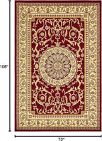 Unique Loom Versailles Collection Traditional Classic Medallion Floral Motif Area Rug (6' 0 x 9' 0 Rectangular, Burgundy/ Ivory)
