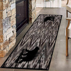 Rustic Cabin Runner Rug, 2.6x7ft, Vintage Lodge Wood Grain Wild Animal Black Bear Print Long Hallway Rug, Non-Slip Washable Carpet with Rubber Backing for Hallway Walkway Entry Foyer