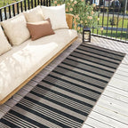 Lahome Striped Easy Jute Runner, 2x6 Kitchen Runner Rug Non Slip Washable Outdoor Rug for Entryway Indoor, Farmhouse Indoor Outdoor Black Carpet for Hallway 6ft Entry Front Door
