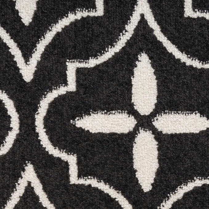 Nourison Home Nourison Essentials Black Ivory 2'2" x 7'6" Area Rug - Easy Clean, Non Shedding, Bed Room, Living Room, Dining Room, Kitchen (8' Runner)
