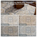 Kokia 4x6 Washable Area Rugs Blue with Vintage Orient Design Rug, Soft Rug for Living Room or Bedroom, Non-Slip Low Pile Stain Resistance Features, Distressed Medallion Pattern