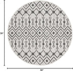 Unique Loom Outdoor Trellis Collection Area Rug - Tribal Trellis (3' 3" Round, Gray/ Black)