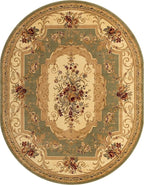 Unique Loom Versailles Collection Traditional Classic Floral Motif Area Rug (7' 11 x 10' 0 Oval, Green/Ivory)