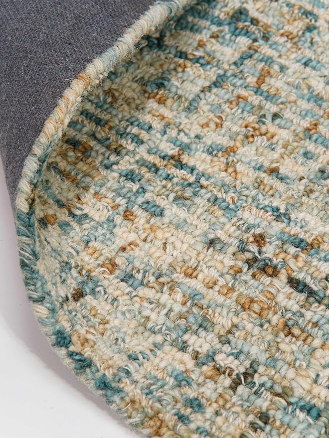 Hand Tufted Wool ECO-Friendly Area Rugs - 5'x8', Rectangle Shape, Blue & Beige, Solid Plain Design, High Pile Thick Handmade Area Rugs for Living Room, Bed Room (KWC111)