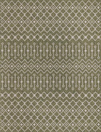 Unique Loom Outdoor Trellis Collection Area Rug - Tribal Trellis (10' x 13' Rectangle, Green/ Natural)