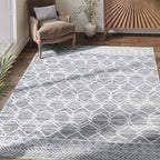 jinchan Moroccan 4x6 Area Rugs for Bedroom - Machine Washable Soft Modern Geometric Stain Resistant Non-Slip Ultra-Thin Low-Pile Faux Wool Carpet for Living Room Kitchen Dining Room (4x6ft, Grey)
