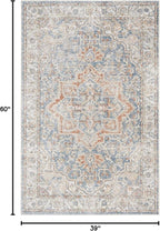 Nourison Home Astra Machine Washable Denim Multicolor 3'3" x 5' Area Rug - Easy Clean, Non Shedding, Bed Room, Living Room, Dining Room, Kitchen (3' x 5')